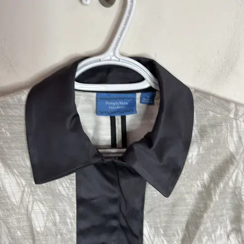 Simply Vera, Vera Wang Simply Vera Vera Wang kimono Coat Drawstring Waist Full Zip Gray, Black Trim S