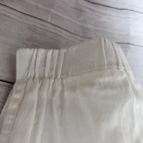 Magaschoni Womens Linen Utility Cargo Pockets Elastic Waist Drawstring Pants