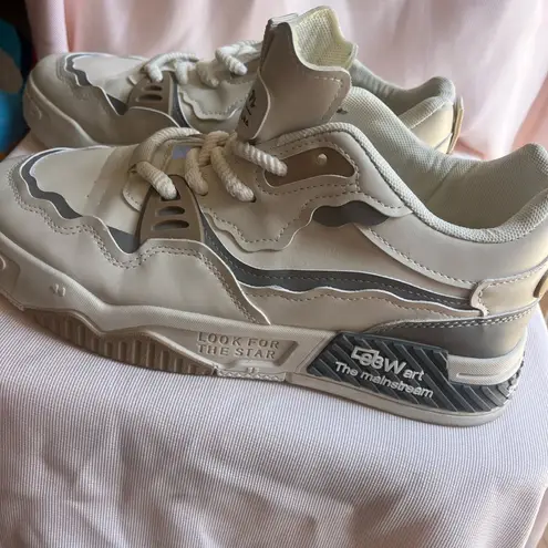 White and Gray Athletic Shoes for Active Performance Size 10.5