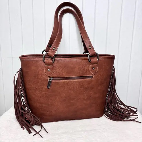 Montana West Aztec Tapestry Concealed Carry Tote Cream and Brown Geometric Bag