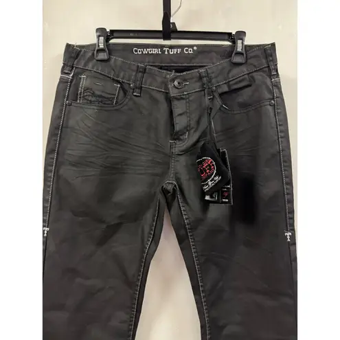 Cowgirl Tuff Co Womens Black Bootcut Jeans Embellished Pocket Western Size 31x33
