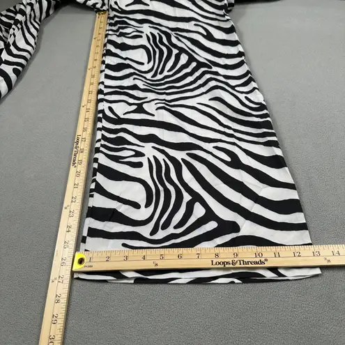 S.DEER Jumpsuit Zebra Print Wide Leg Long Sleeve V Neck Tie Waist One Piece NWT Black