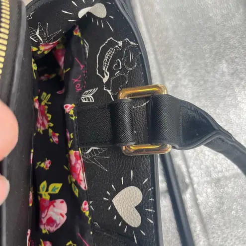 Betsey Johnson Black Embossed Skull Tote Bag