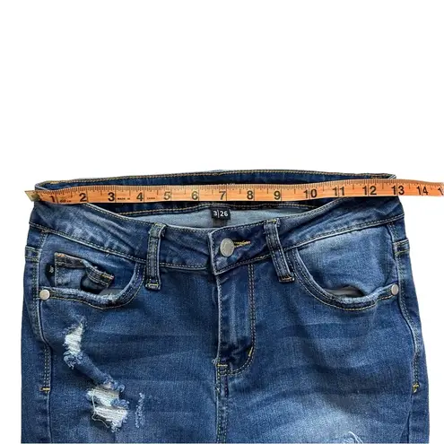 Judy Blue Stretch Distressed Skinny Jeans With Mexican Baja Exposed Fabric