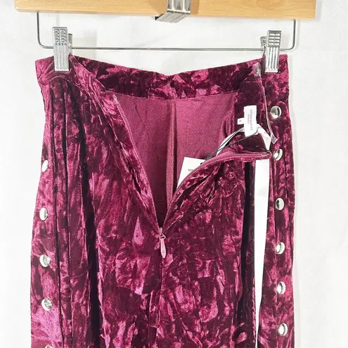 Mistress Rocks Valiant Burgundy Crushed Velvet Joggers Size Small
