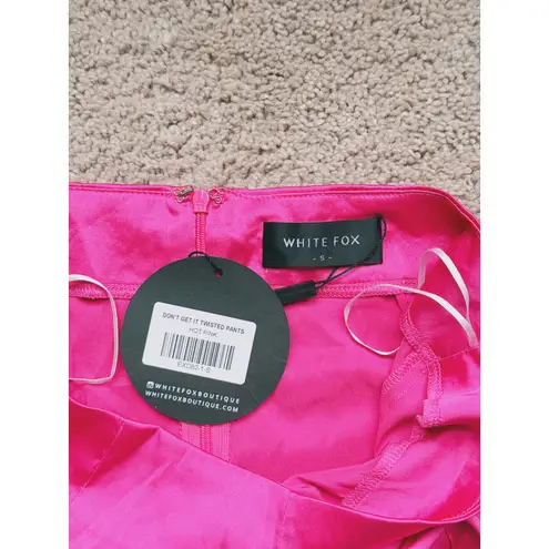 NWT White Fox Feather Trim Satin Pajama SET Hot Pink 2 Pc Small Barbie Feminine