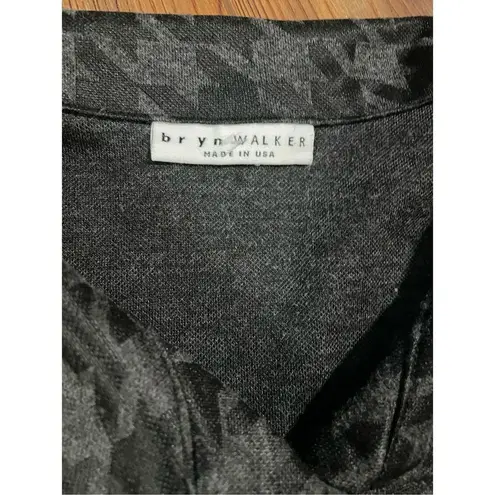 Bryn Walker Houndstooth Jacket Stretch Knit Button Up Gray Flare Sleeve size med