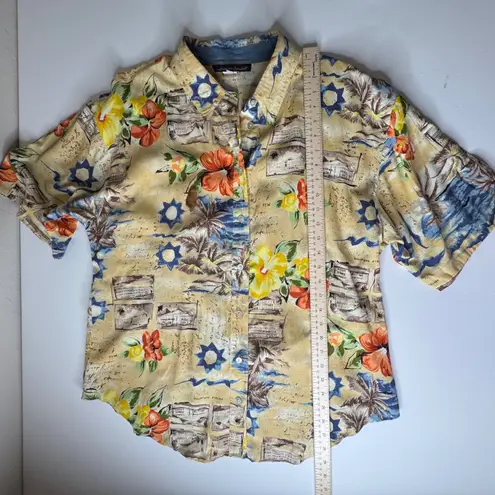 Alexander Campbell Vintage Hawaiian Shirt Size 16 Floral Button Up Aloha Island Tan