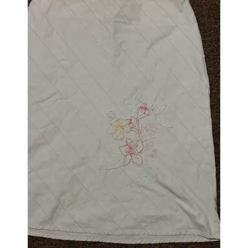 Janeville Ivory Skirt Pink Green Yellow Embroidered Stripe Stitching Flowers Sz2 Size 2