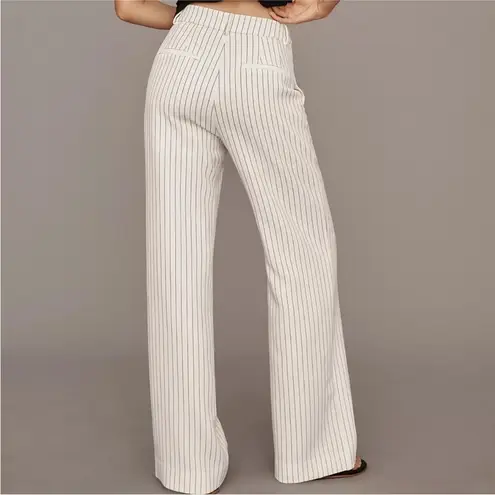 NWT Anthropologie Grey Lab Pinstripe Wide Leg Trouser Pant M White Size M