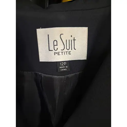 Le Suit Petite Black Covered Button Blouse Size 12P