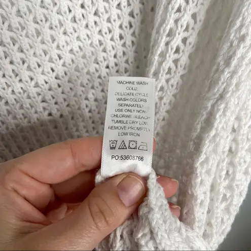 Jessica London NWOT White Open Knit Tunic Sweater Or Dress Side Vents 18/20