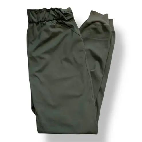 Lululemon Stretch High Rise Jogger Pants Olive Green Size 4 Paperbag Waist