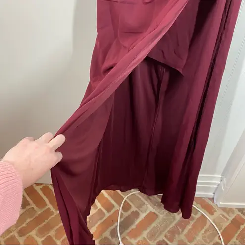 Azazie Galicia Burgundy Cabernet Mermaid Maxi Dress with Halter Neck sz A12 NWT