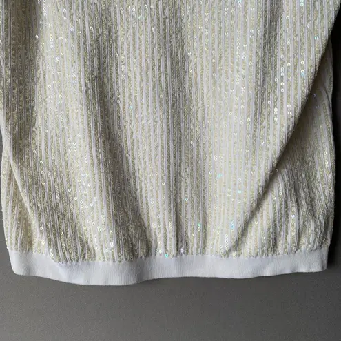 Votre Nom Collection sz S Vintage Ivory Sequin Knit top V