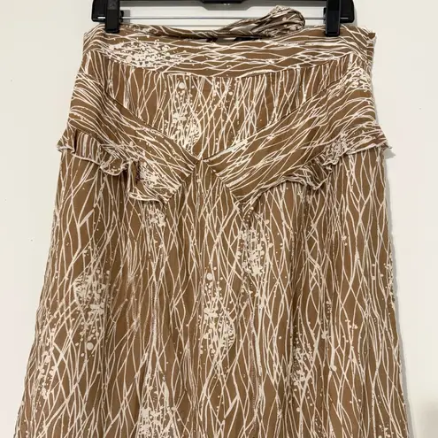 Anna Sui x Anthropologie Long Brown Maxi Skirt Boho Size 10