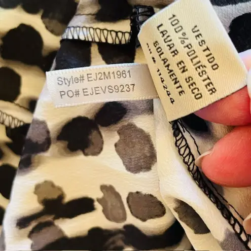 Eliza J Long Sleeve Spotty Dot Animal Chiffon Maxi Dress Black & White 6