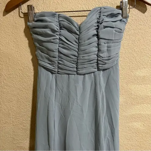 Show Me Your Mumu  Bonbon Strapless Dress inSteel Blue Chiffon XXS