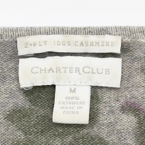Charter Club Cashmere Sweater Womens Medium Romantic Cottage Coquette Floral Lux