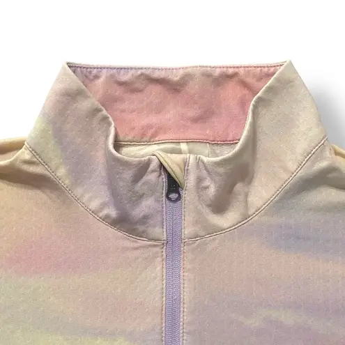 🎈CALIA Pastel Watercolor 1/4 Zip Long Sleeve Thumbholes Pullover Top Medium Pink