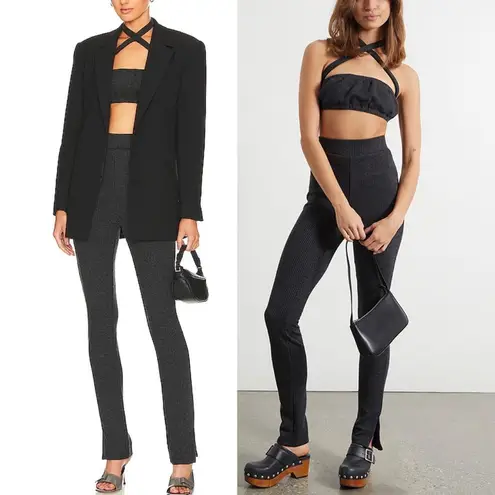 We Wore What New Tie Halter Bra Top Ribbed Knit Crop Top Charcoal Size Small