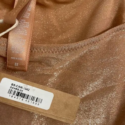 SKIMS Shimmer Glitter Nude Ochre Cami Thong Bodysuit, 3X NWT