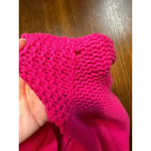 Pink Twill Women Large Cotton Blend Knit Wrap Sweater Shirt Colorful Art to Wear