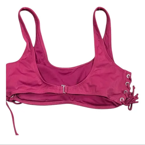 California Waves Wine Lace Up Back Hook Bikini Top Beach Swim Juniors size XL