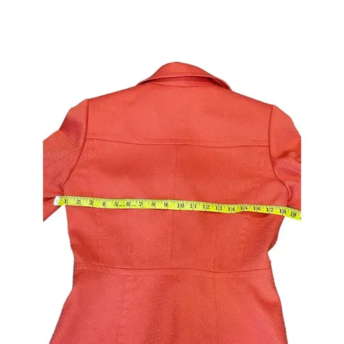 Tahari ASL Double Breasted Blazer w/ Belted Cuffs & Gold Buttons Orange Red SZ.4