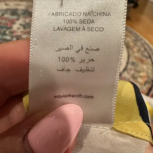 Equipment Silk Multicolor Camouflage Blouse Shirt Top Tie Cuffs M