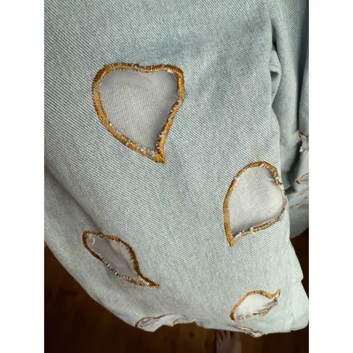 Frederick's of Hollywood RARE VTG Light Wash Denim Jeans Y2K Love Hearts 11/12