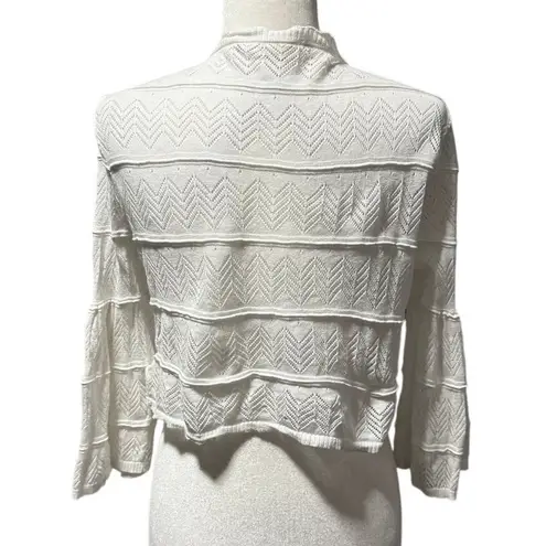 Soft Surroundings White Chevron open Knit Cardigan Sweater – Size M