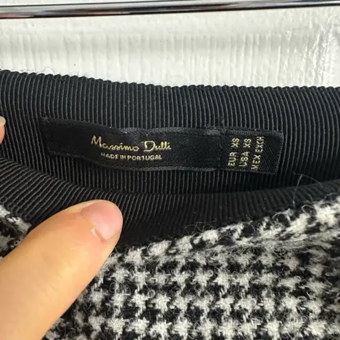 Massimo Dutti NEW WOOL Classic Black and White Houndstooth lined Mini Skirt XS - Image 8