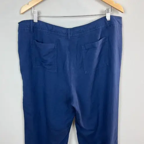 Tommy Hilfiger  Pants 16 Womens Navy‎ Blue Linen Blend Lightweight Drawstring