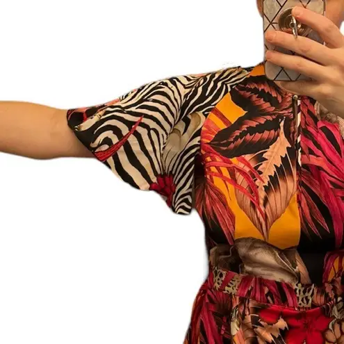 Just Cavalli Cape Sleeve Keyhole Dress Size 44IT Medium