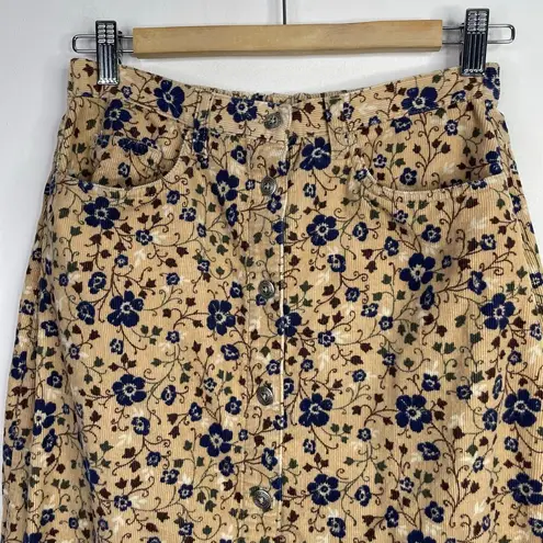 Bobbie & Brooks Vintage Y2K 90s Bobbie Brooks Corduroy Floral Long Button Skirt Prairie 6 26