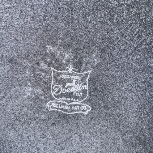 Vintage 100% Wool Black Wool Brown Leather Hat Doeskin Felt NWT