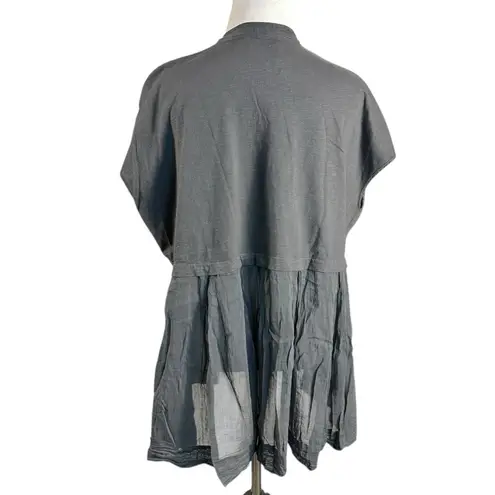 Alessia Santi Italian Subversive Artsy LagenLook Lightweight Peplum Top Large 40 Gray