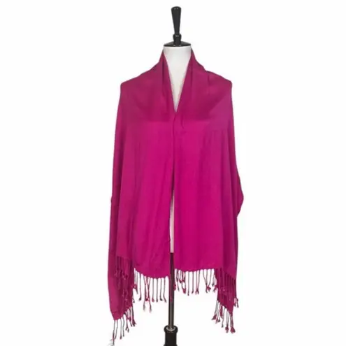 Women’s Bundle 3 Oblong Scarfs Solid Color Fringe Pink Peacock Blue Hot Pink