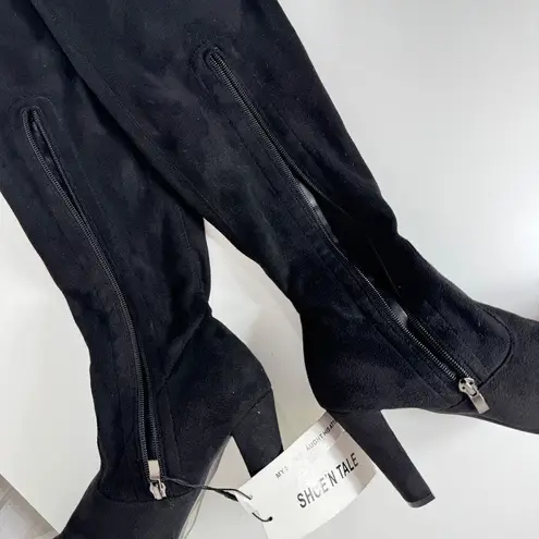 Shoe’n Tale Microfiber Over The Knee Thigh High Boots Black 7.5 Block Heel