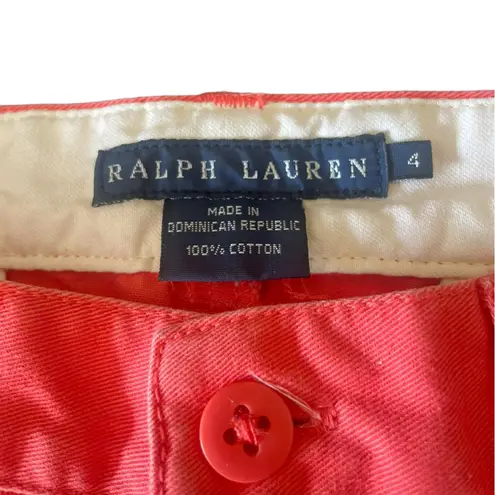 Ralph Lauren  Classic Chino Womens Pants 100% Cotton Straight Leg Coral Size 4