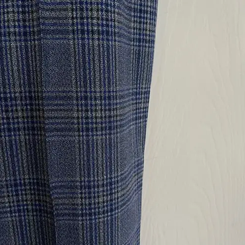 Elie Tahari Leena Plaid Cropped Pants (Blue Plaid) - Medium