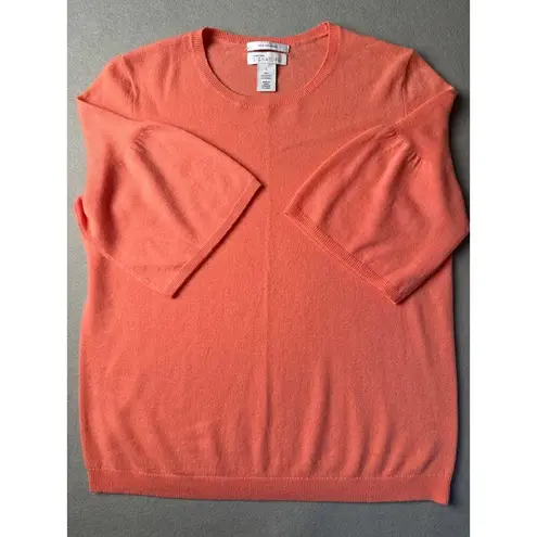 Women’s Nordstrom Signature Salmon Cashmere 3/4 Sleeve Sweater Sz L Pink Size L