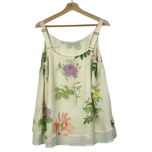 Lane Bryant  Cream Floral Chiffon Tank Top 18