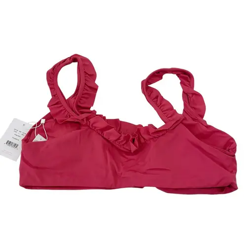 ANDIE Swim The Hydra Ruffle Bikini Top Rosette Pink Size Large NEW with Tags!