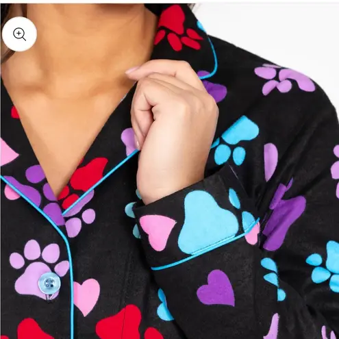 Warm comfy cozy dog lover paw print colorful flannel winter pajama set NWT 2X Size XXL