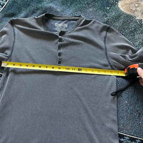 Kenneth Cole Reaction Gray Long Sleeve Tee 1/4 Button SZ XL Relaxed Loose Fit