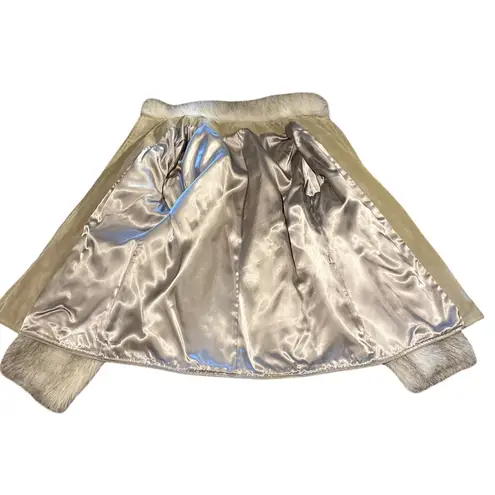 ILGWU Women’s Worker Union Made Fur & Suede Winter Bomber Jacket Gray Size L