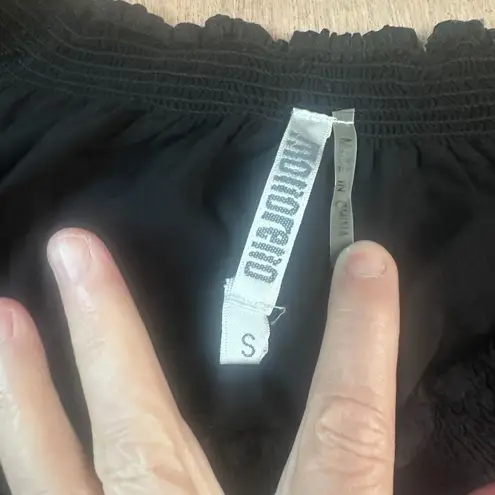 Monoreno Black Boho Tunic Top Mini Dress S Crochet Lace Trim