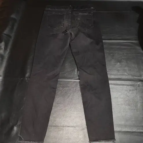 Mother Womens Black The Looker Ankle Fray Distressed Jeans 29 Butt Rip